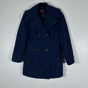 M60 Miss Sixty Navy Double-Breasted Pea Coat Size Medium
